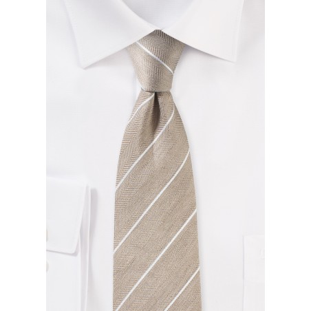 Slim Summer Striped Tie in Wheat