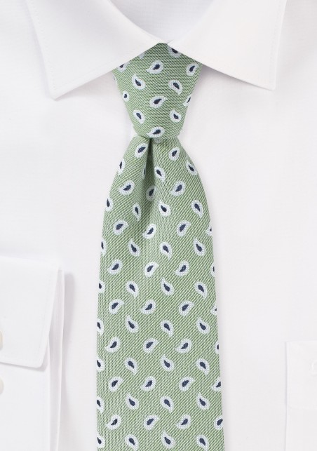 Linen Skinny Tie in Pastel Sage Green