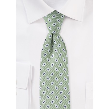 Linen Skinny Tie in Pastel Sage Green