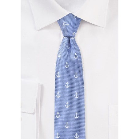 Anchor Design Skinny Tie in Baby Blue