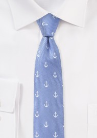 Anchor Design Skinny Tie in Baby Blue