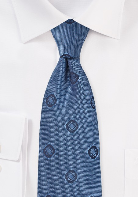 Abstract Weave Silk Tie in Indigo