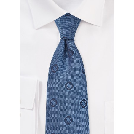 Abstract Weave Silk Tie in Indigo