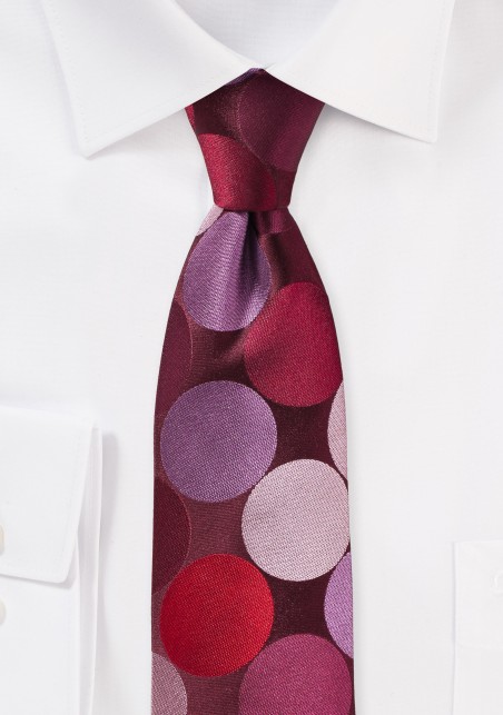 Red Skinny Tie with Super-sized Polka Dots