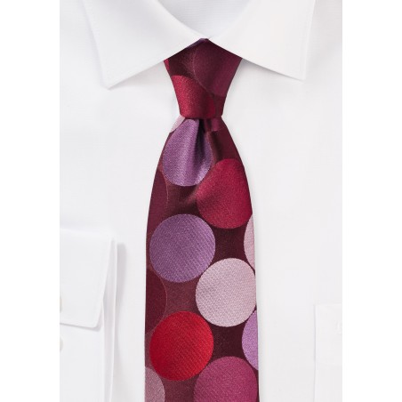 Red Skinny Tie with Super-sized Polka Dots