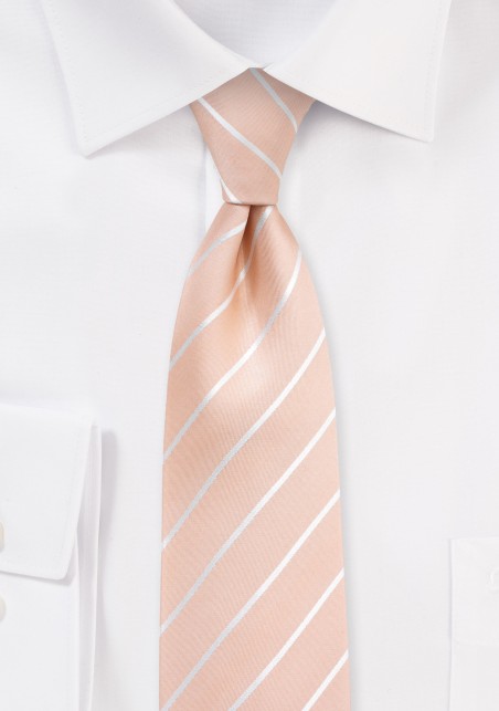 Pale Peach Silk Tie with Stripes