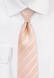 Pale Peach Striped Tie in XL