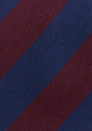 Striped Wool Skinny Tie in Navy and Burgundy