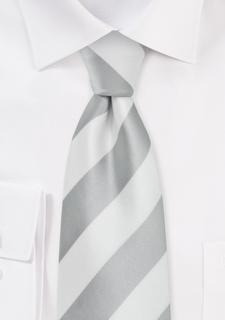 Boys Tie in Silver Gray and White