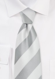 Boys Tie in Silver Gray and White