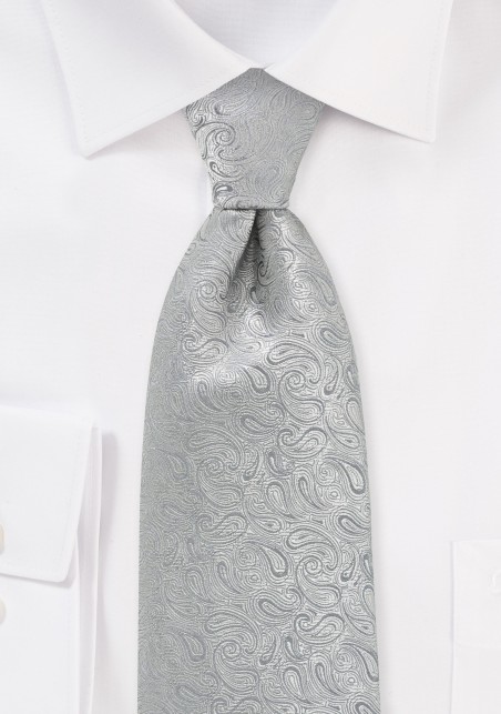 Luxe Silver Paisley Tie