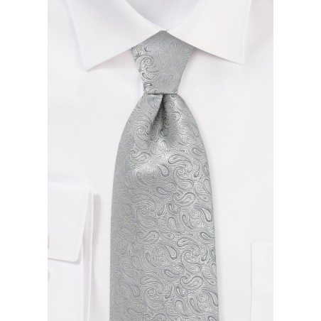Luxe Silver Paisley Tie