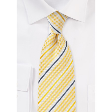 Summer Necktie with Canary Yellow Checked Pattern