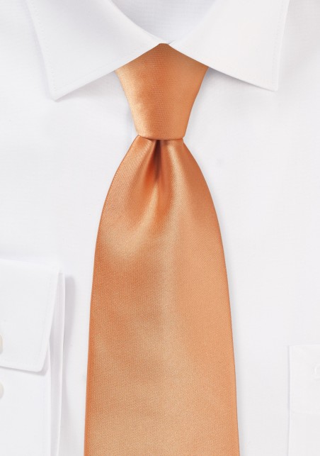 Shiny Apricot Tie in Extra Long Length