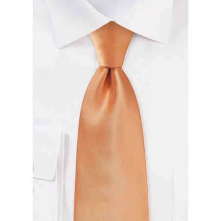 Shiny Apricot Tie in Extra Long Length