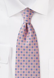 Petal Pink Tie with Flowers in Cream and Lavender