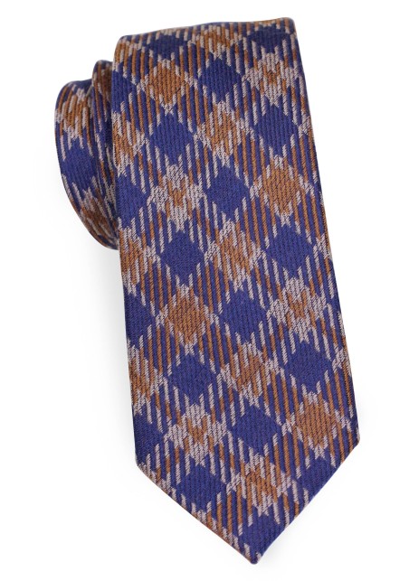 Slim Cut Designer Plaid Tie in Wool