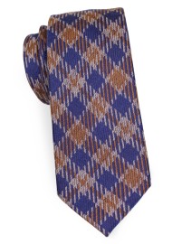 Slim Cut Designer Plaid Tie in Wool