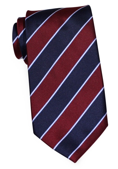 Preppy Striped Mens Tie in Navy and Burgundy