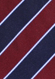 Preppy Striped Mens Tie in Navy and Burgundy