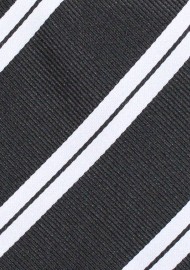 Matte Black Tie with Shiny Silver STripes