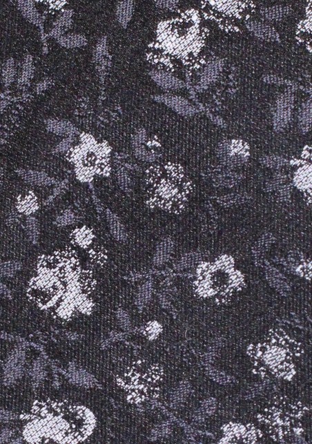 Trendy Skinny Floral Tie in Gray, Silver and Charcoal