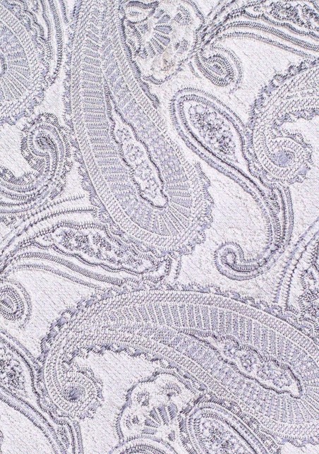 Fine Silk Paisley Tie in Bright Silver