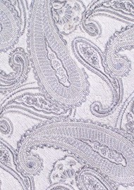 Fine Silk Paisley Tie in Bright Silver