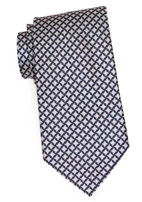 Dark Navy and Gray Houndstooth Pattern Tie