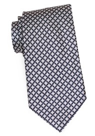 Dark Navy and Gray Houndstooth Pattern Tie
