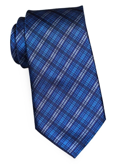 Modern Plaid Tie in Blues