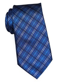 Modern Plaid Tie in Blues