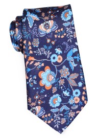 Navy and Pink Floral Tie | Mens Floral Tie in Navy and Pink