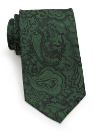 Kids Necktie in Forest Pine Green with Paisley