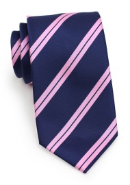 Boys Sized Summer Tie in Navy and Pink