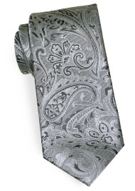 Woven Paisley Tie in Mercury Silver