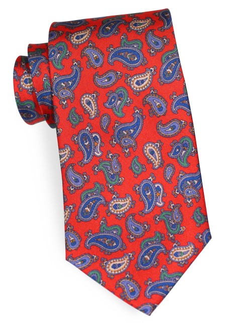 Autumn Hued Paisley Designer Silk Tie