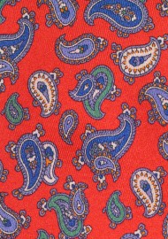 Autumn Hued Paisley Designer Silk Tie