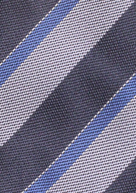 Grenadine Texture Tie | Striped Grenadine Tie in Gray and Steel Blue