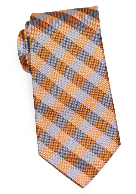 Silver and Orange Gingham Tie