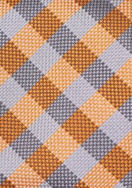Silver and Orange Gingham Tie