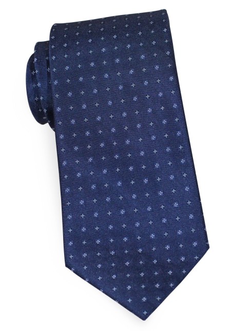 Embroidered Navy Blue Tie