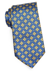 Floral Necktie and Pocket Square Set in Blue and Gold
