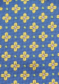 Royal Blue and Orange Necktie | Retro Floral Weave Mens Tie in Royal Blue and Bright Orange