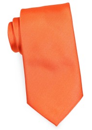 XL Neon Orange Necktie | Bright Neon Orange Satin Tie in XL Length