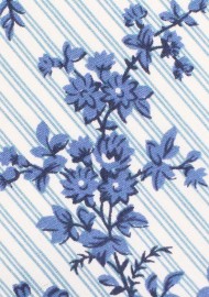 Striped Floral Necktie | Flower Print Necktie with Stripes in Blue