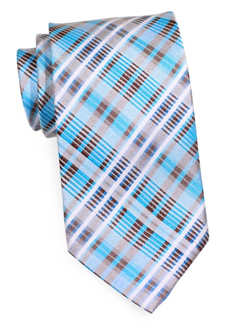 Summer Silk Tie in Bright Pool Blue and Silver