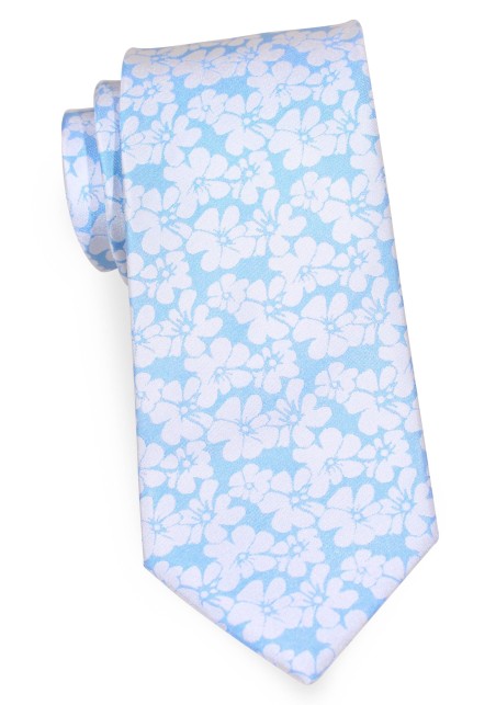 Hibiscus Floral Tie in Light Blue White