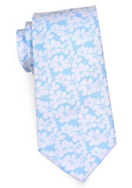Hibiscus Floral Tie in Light Blue White