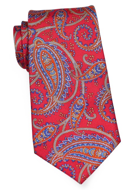 Persian Paisley Tie in Reds and Blues